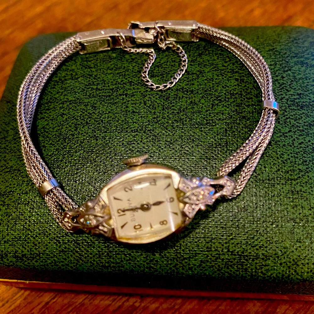 Antique Bulova vintage woman’s 10k white gold.